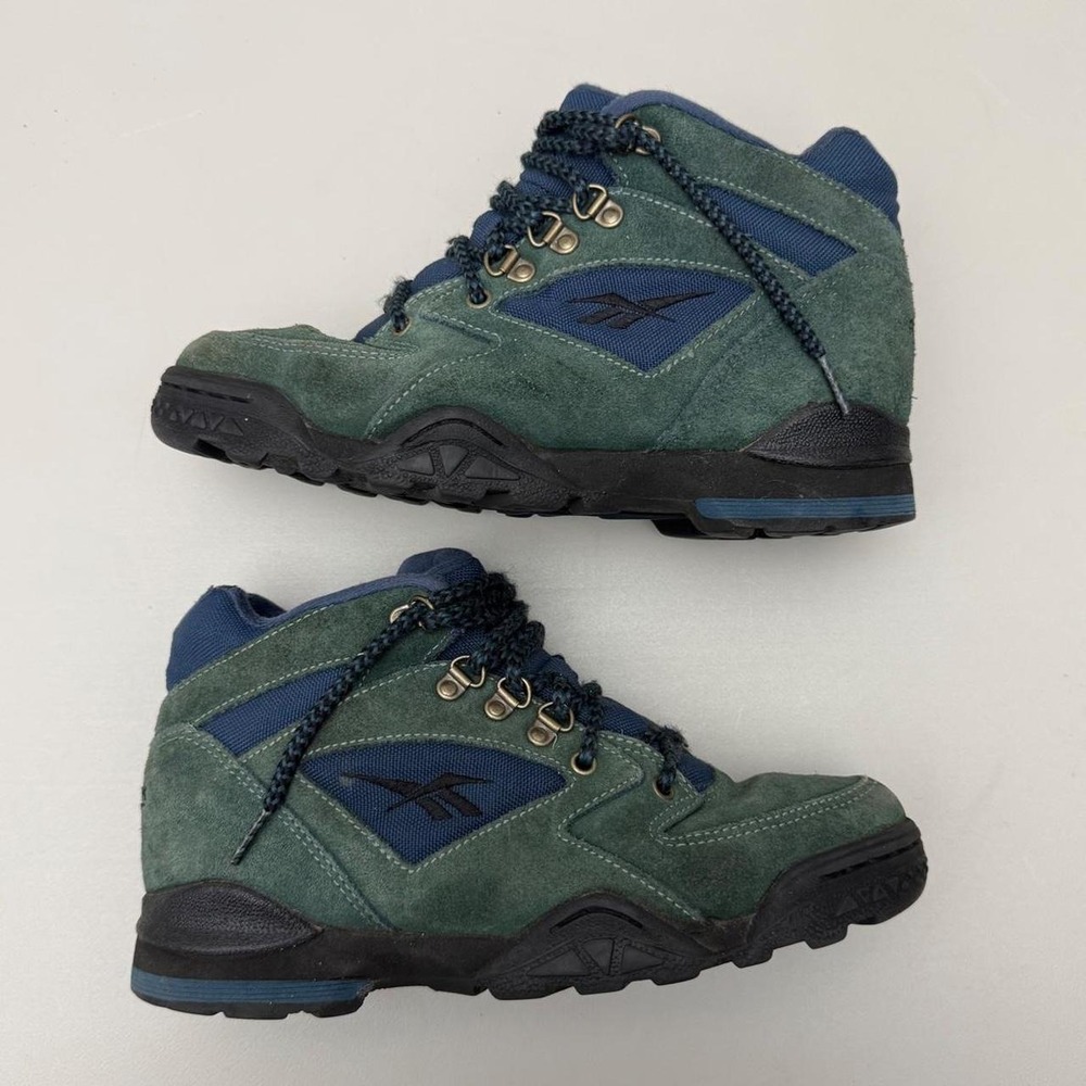 Reebok Hexalite vintage 1990s green & blue suede hiking boots size US 7